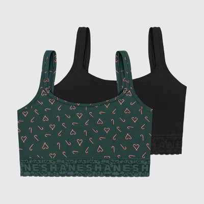 Hanes Women's 2pk Holiday Lace Bralette | Target