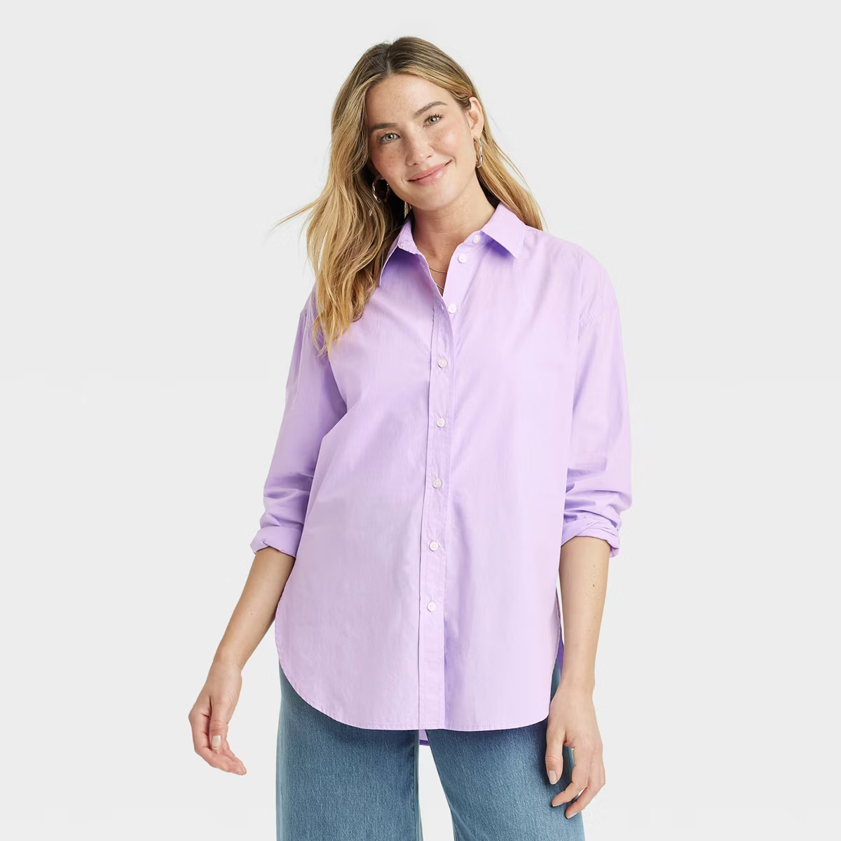 Women's Oversized Long Sleeve Collared Button-Down Shirt - Universal Thread™ | Target