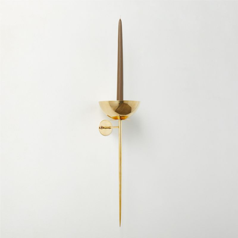 Vela Unlaquered Brass Modern Wall Sconce Taper Candle Holder + Reviews | CB2 | CB2