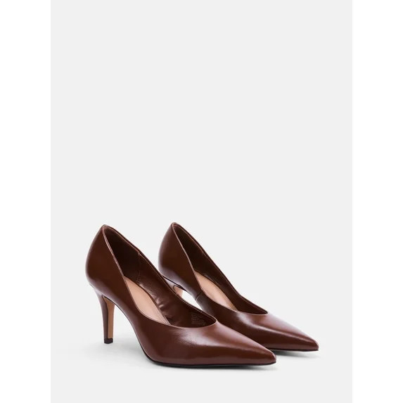 Free Assembly Women's Faux Leather Pointed Toe Pumps | Walmart (US)