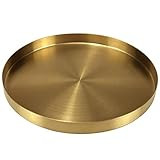 FREELOVE Stianless Steel Serving Tray - Golden Round Tray (Gold 9, Round 8 inch) | Amazon (US)