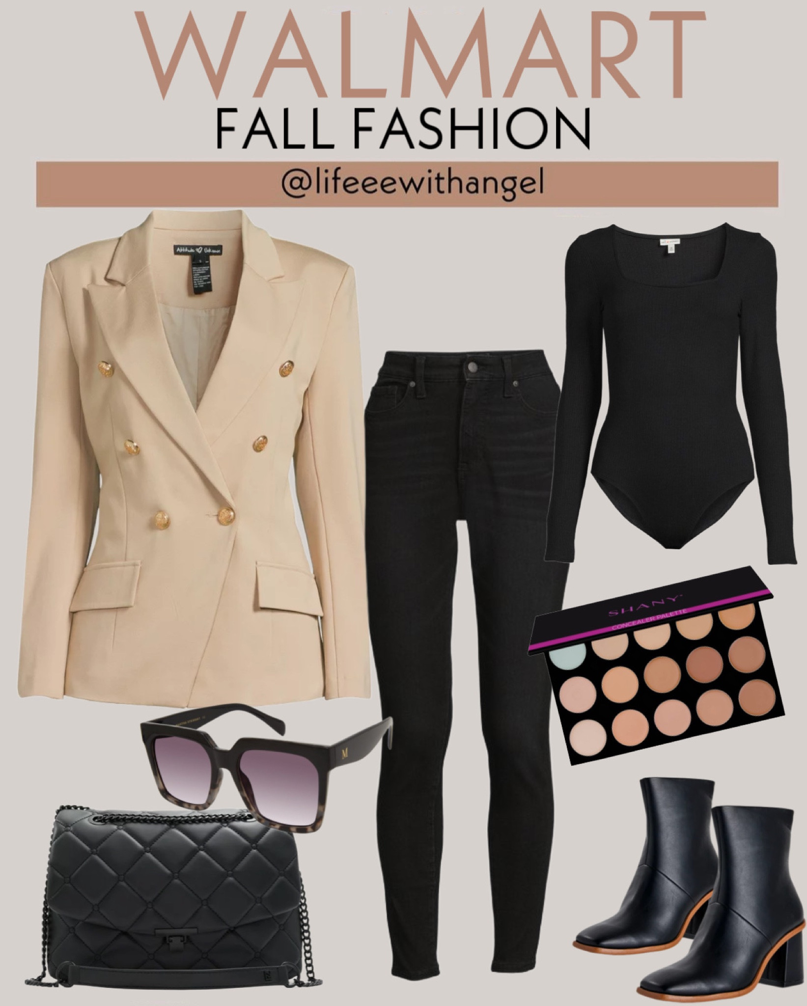 Fall is better in Black and Beige 😻 I love how the beige blazer gives the outfit a simple but trendy look. The chunky heeled boots are a perfect mixture of dressy and comfy. Making this outfit suitable for both day and night out. 

#Ad @walmartfashion #walmartfashion
@shop.ltk  #LTKfashion #liketkit #ltkstyletip #ltkshoecrush #LTKoutfitinspo #LTKfallfit #LTKfalloutfitinspo #walmartfallfashion #fallfashion 

#LTKitbag