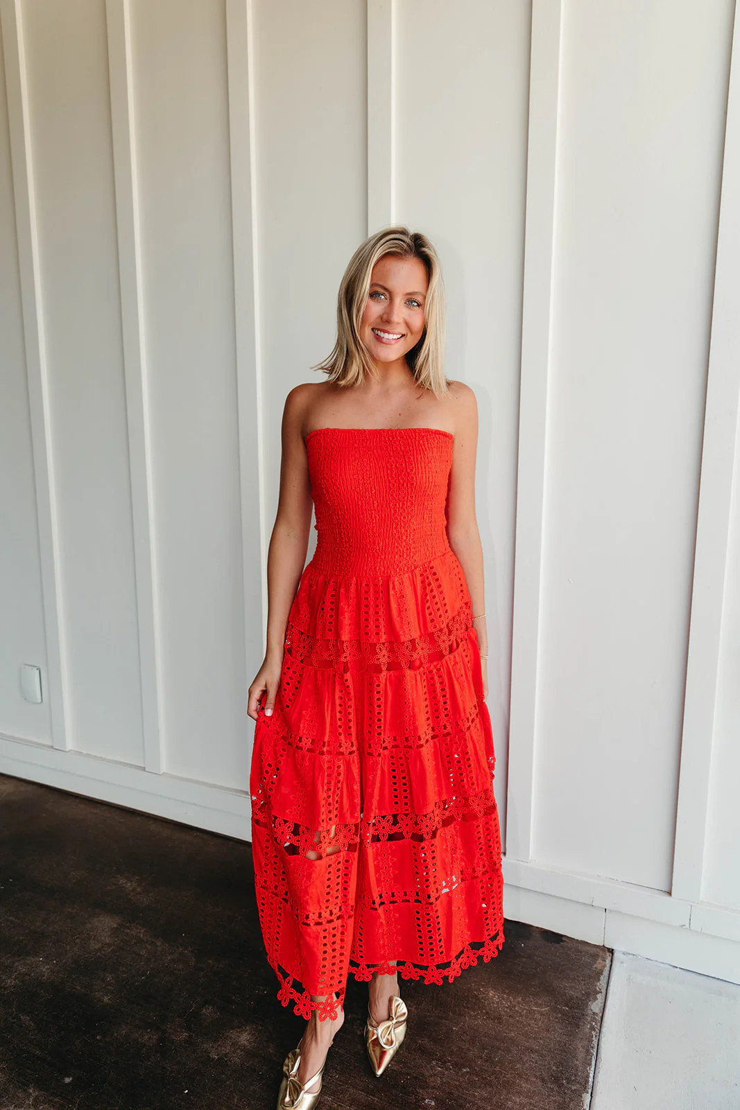 Teagan Midi Dress - Red Large | Triple Threads