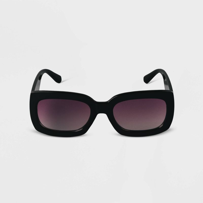 Women&#39;s Plastic Rectangle Sunglasses Black - A New Day&#8482; | Target
