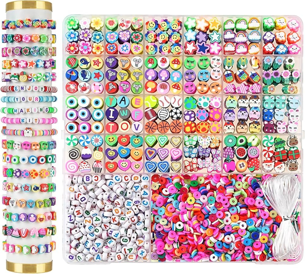 richginker 2300pcs Polymer Clay Beads Friendship Bracelet Making kit Cute Fun Charms Beads for Br... | Amazon (US)