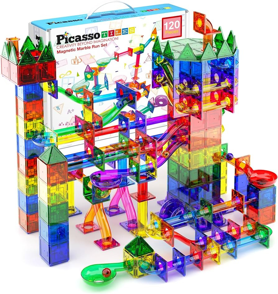PicassoTiles Marble Run 120 Piece Magnetic Building Blocks Magnet Tile Construction Toy Playset STEM Learning Educational Block Child Brain Development Kids Toys for Boys and Girls Age 3 and Up | Amazon (CA)