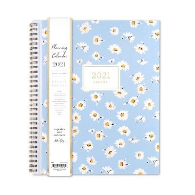 2021 Planner Clear Pocket Cover 8.5&#34; x 11&#34; Weekly/Monthly Wirebound Amelia Blue Ditsy Flo... | Target