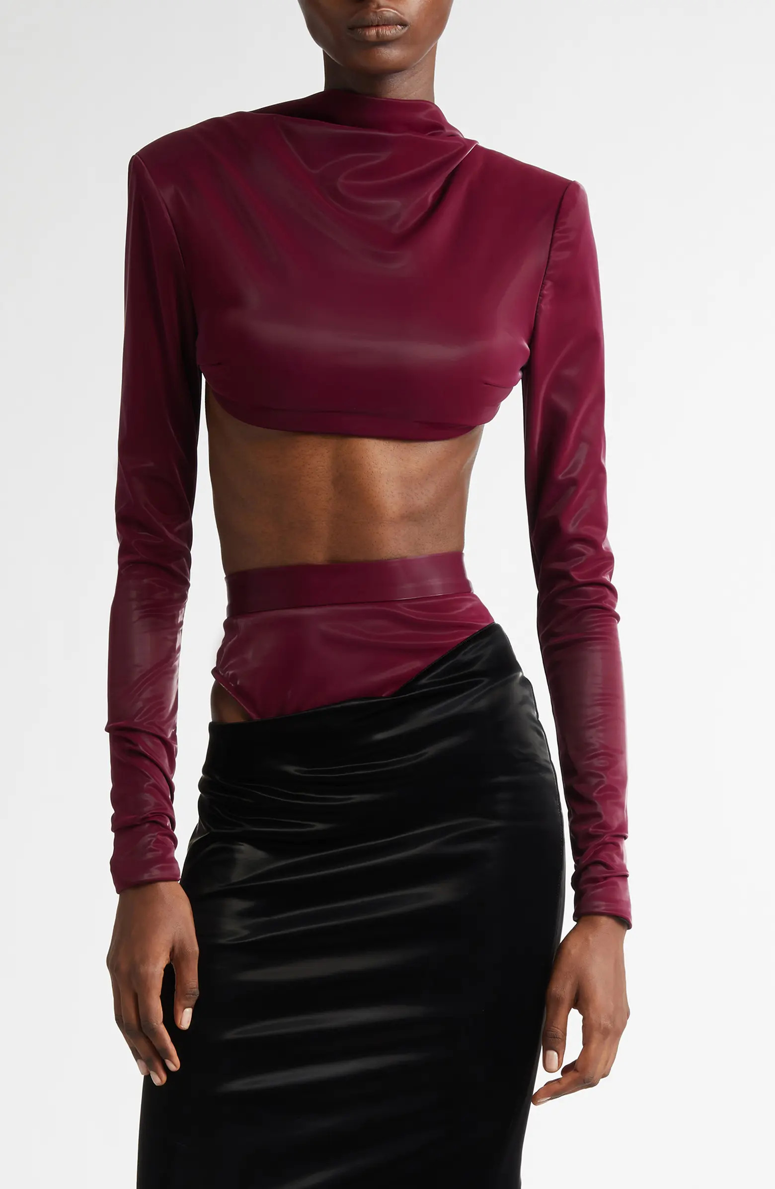 LaQuan Smith Portrait Neck Faux Leather Bolero | Nordstrom | Nordstrom