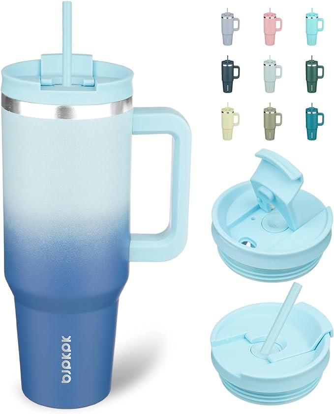 BJPKPK Tumbler With Handle 40 oz Stainless Steel Insulated Tumbler With Lid And Straw For Water O... | Amazon (US)