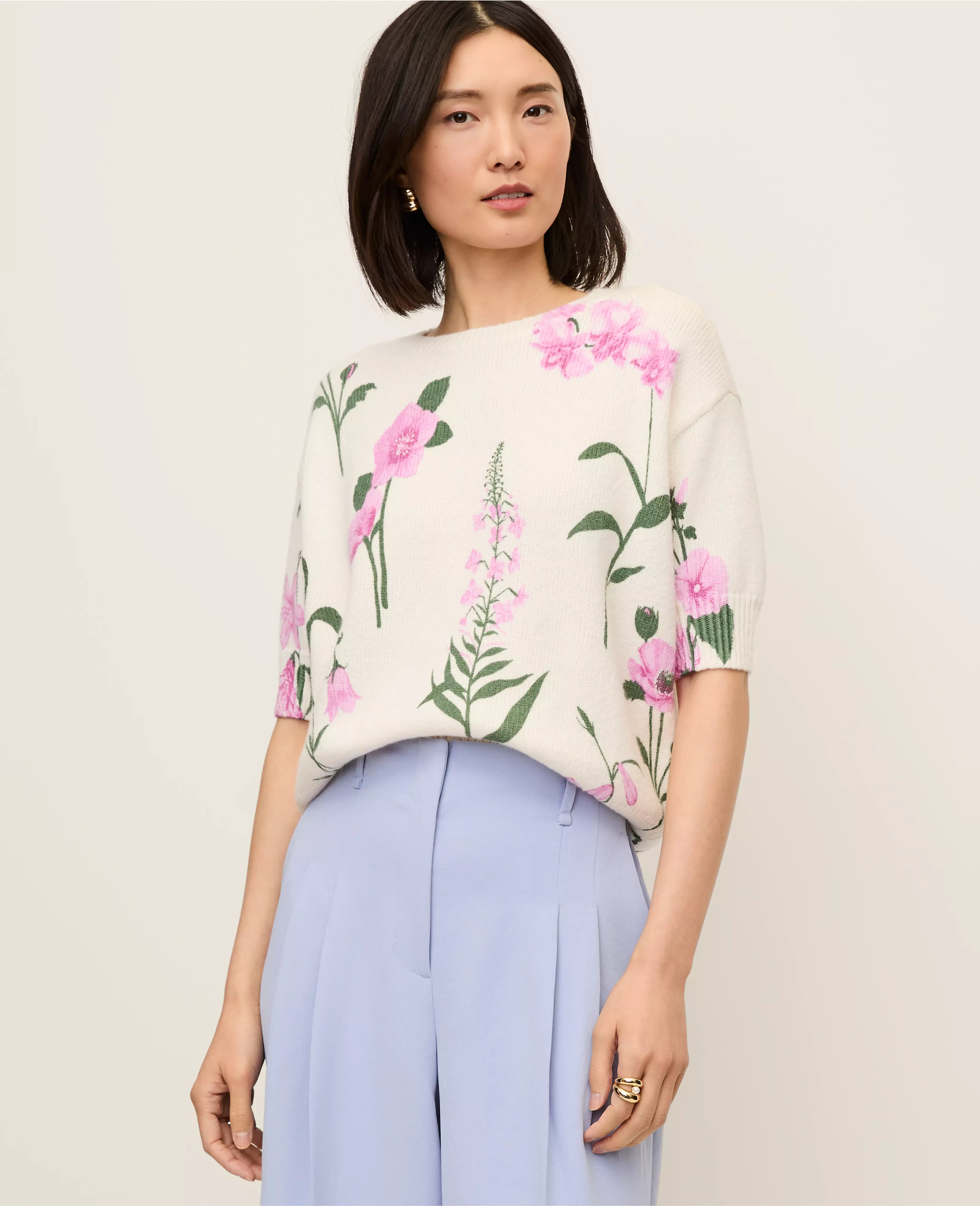 Floral Jacquard Sweater Tee | Ann Taylor