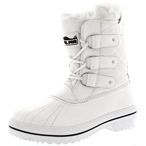 POLAR Womens Snow Boot Nylon Short Winter Snow Fur Rain Warm Waterproof Boots - White - 12 - WHI43 ZCD0031 | Amazon (US)