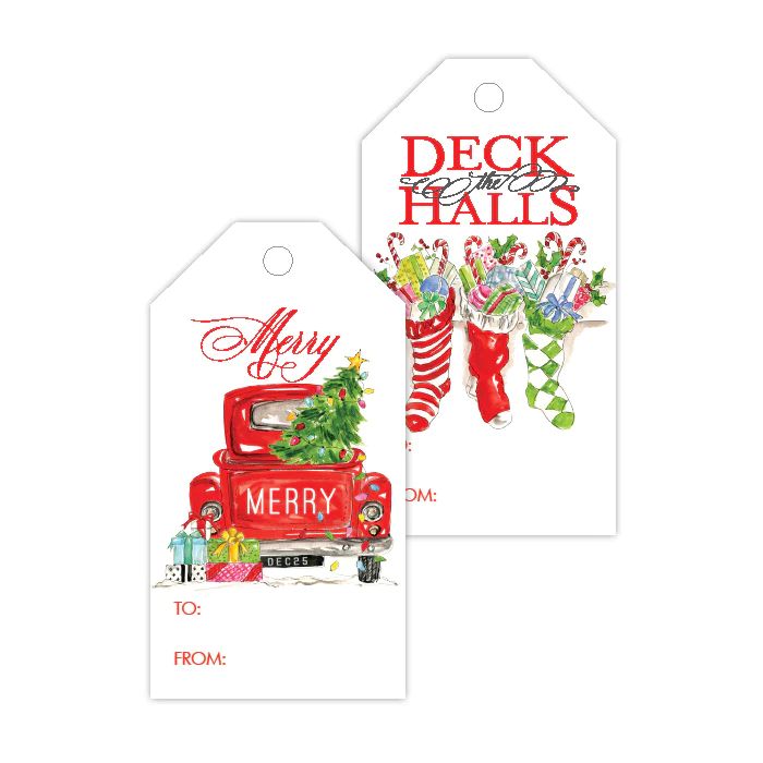 Deck The Hall Vintage Car Gift Tags | Rosanne Beck Collections