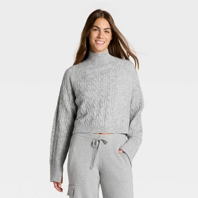 Women's Mock Neck Cable Knit Sweater - JoyLab™ | Target