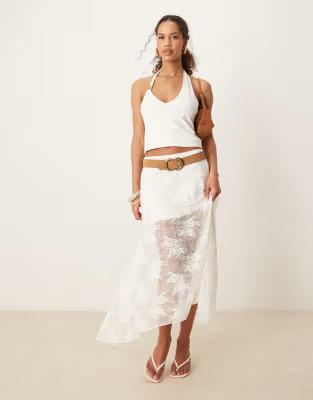 Abercrombie & Fitch lace detail flowy maxi skirt in white | ASOS | ASOS (Global)