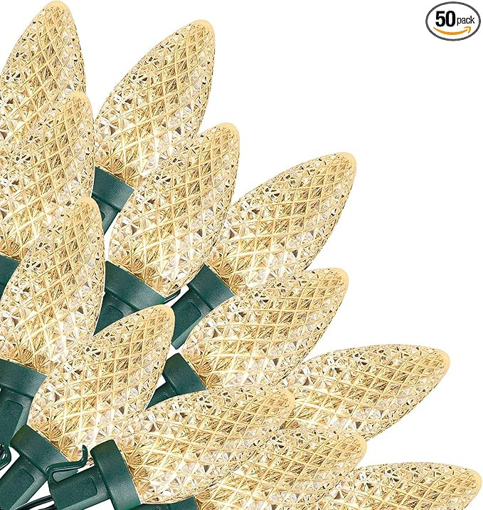Dazzle Bright C9 Christmas Lights Outdoor, 50 LED 33ft Waterproof Green Wire String Lights, Indoo... | Amazon (US)