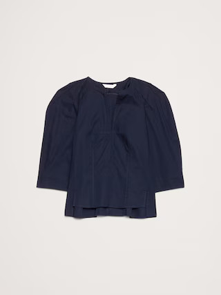 Stretch-Cotton Volume-Sleeve Top | Banana Republic (US)