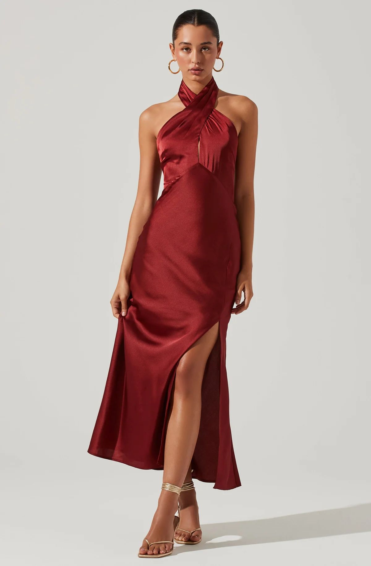 Marissa Satin Halter Neck Midi Dress | ASTR The Label (US)