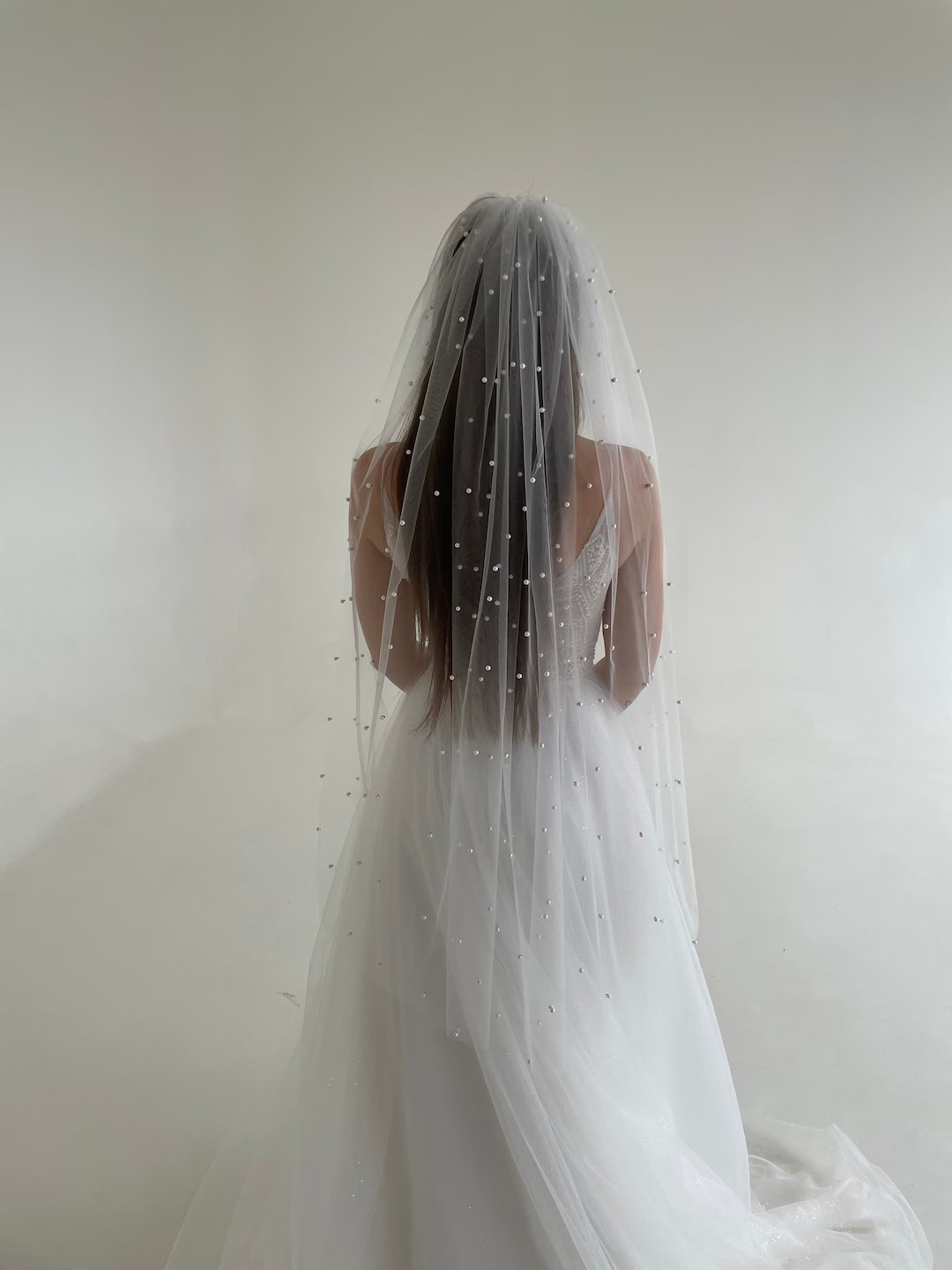 Veil Wedding, Cathedral Wedding , Pearl Veil Cathedral, Veil With Pearl Edge, Pearl Wedding Veil,... | Etsy (US)