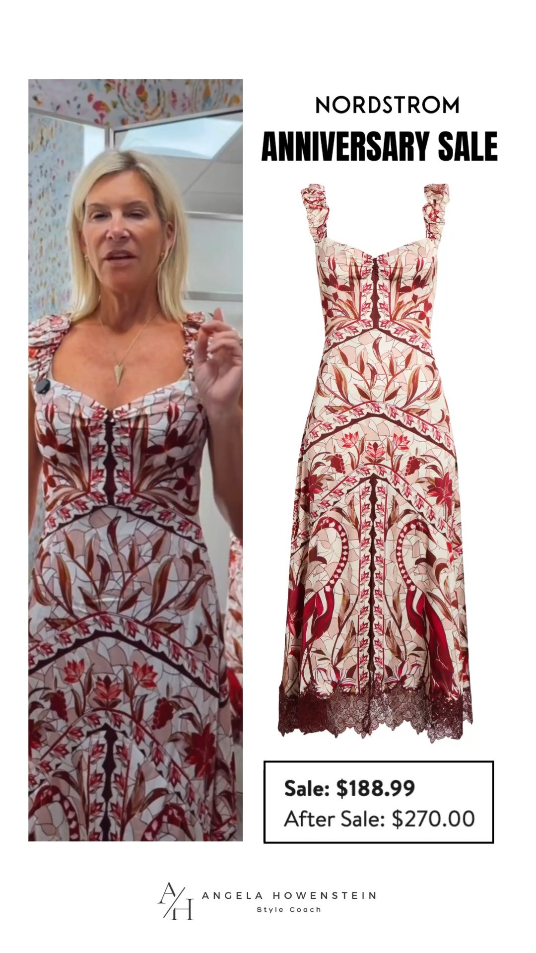If I could only choose one dress from the sale, this would be it! 

The rich fall print, flattering fit, and lace hem make it such a standout. It has room through the waist and bust without feeling clingy, and the subtle side slit is just right. 

On sale for $188.99.

👩‍💻 LTK PRO TIPS
❤️ Heart = Support my posts ;-)
🔖 Save = Get sale & restock alerts for the things you love!
📋 Lists = Keep favorites organized (List ideas: Christmas, Birthdays, and Vacations!)
📲 Share = Send lists and products to a friend (or your daughters like me).
💬 Comment = Ask me anything, and I'll answer. ;-) 

 #LTKootd #LTKOver40 #LTKSaleAlert