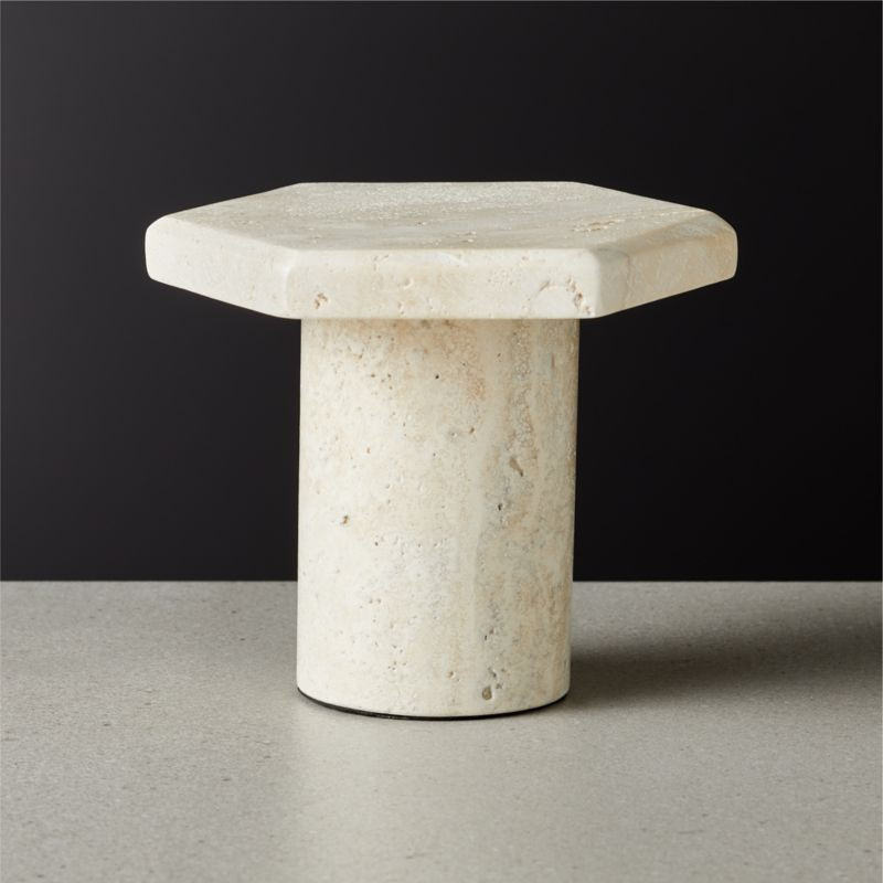 Roca Travertine Modern Pillar Candle Holder Medium + Reviews | CB2 | CB2
