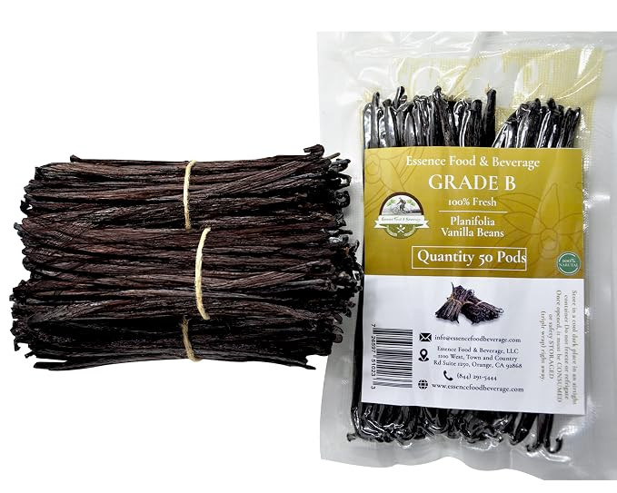 50 Vanilla Beans Grade B for Making Vanilla Extract, Vanilla Beans for Extract Grade 4-5 inches, ... | Amazon (US)