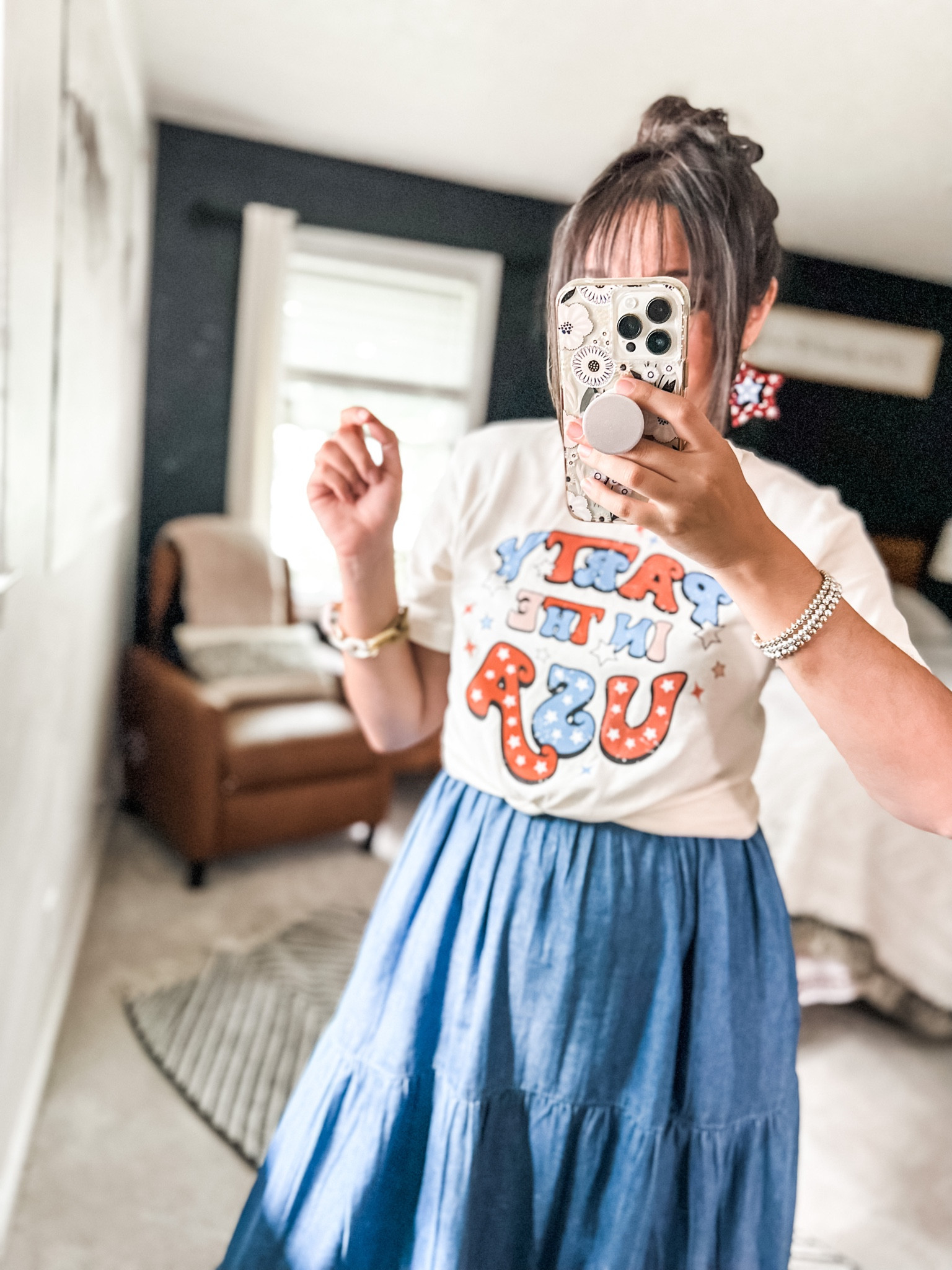 4th of July outfit ,graphic tee fits tts! Earrings and dress from Walmart size down 1 

Forth of july
Wedding Guest
Country Concert
Father's Day
Swim
Summer Dress
Eras Tour Outfit
Maternity
Travel Outfit
White Dress
Nursery

#LTKfit #LTKstyletip #LTKFind