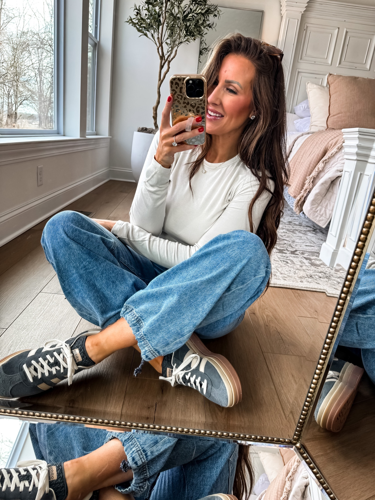 Size 10L denim cargo 
Size down 1/2 in gazelles 
Sz 10 long sleeve 

#LTKfindsunder100 #LTKmidsize #LTKover40