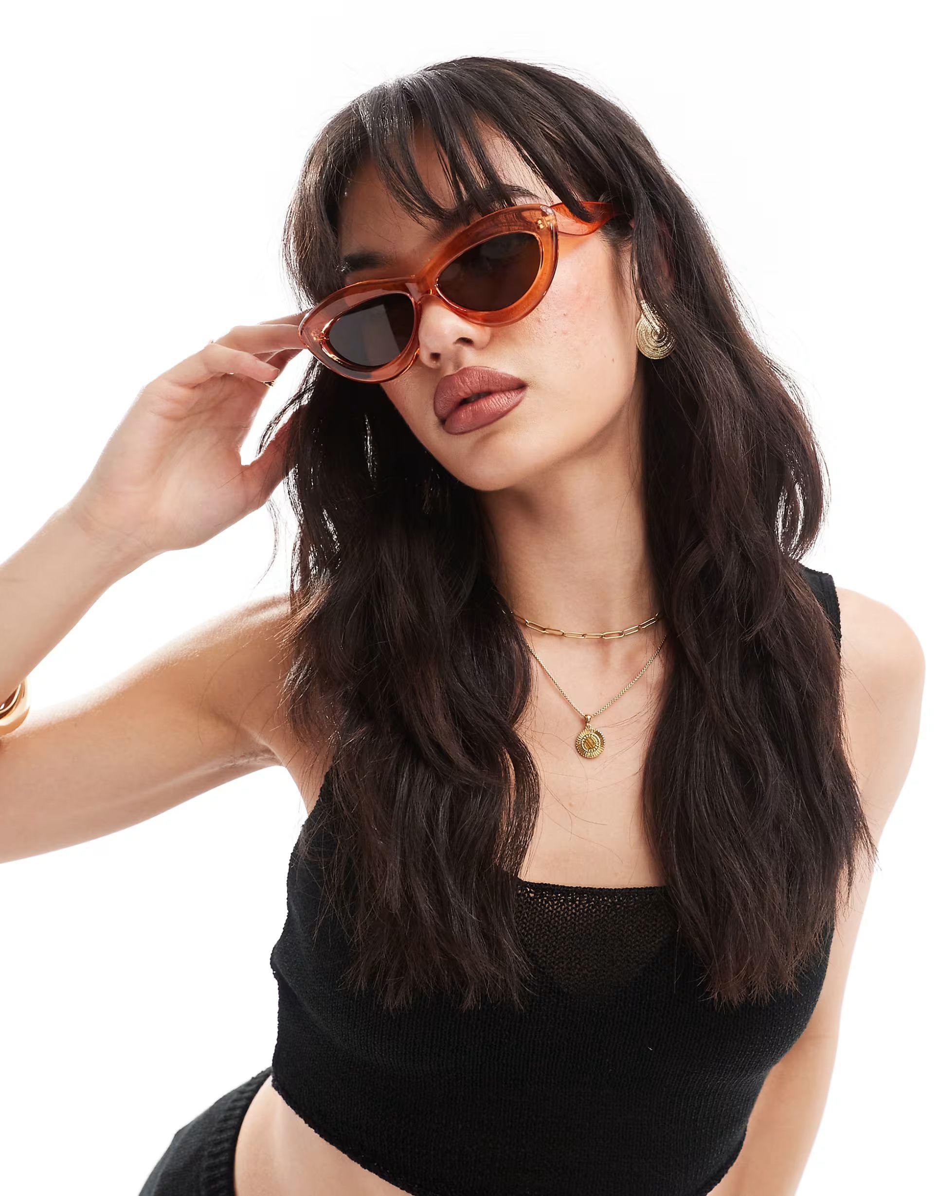 Vero Moda wide rim cat eye sunglasses in orange | ASOS (Global)