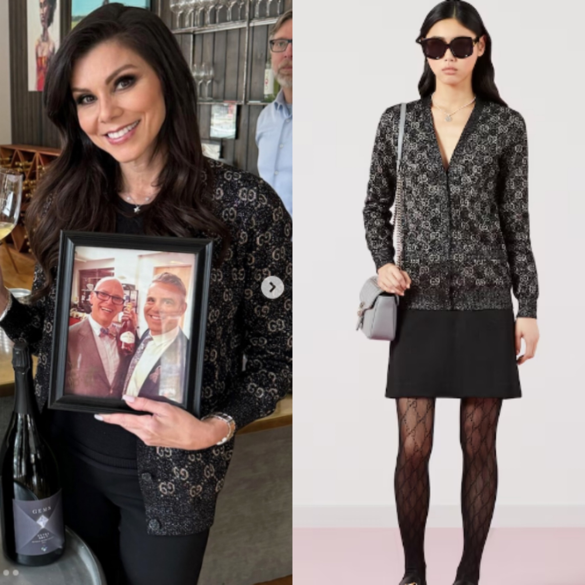 Heather Dubrow’s Metallic Gucci Logo Cardigan 📸 = @heatherdubrow