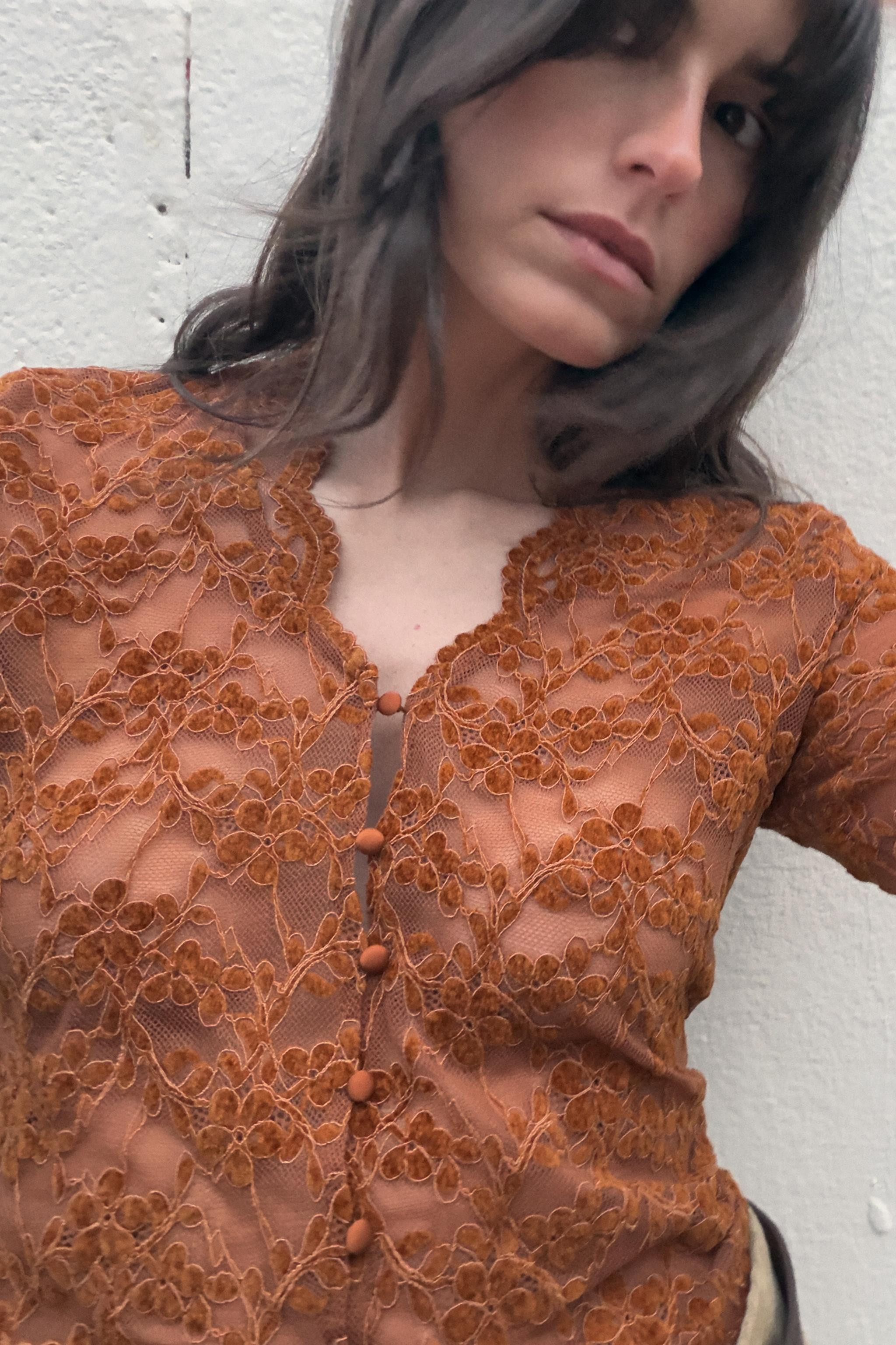 LACE BUTTON TOP | Zara US