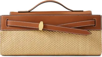 Dash Leather & Raffia Clutch | Nordstrom