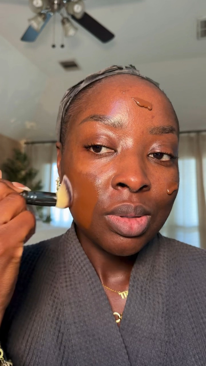 Using the Lawless Forget the Filler Foundation in 30D (ultra deep with Warm Undertones).