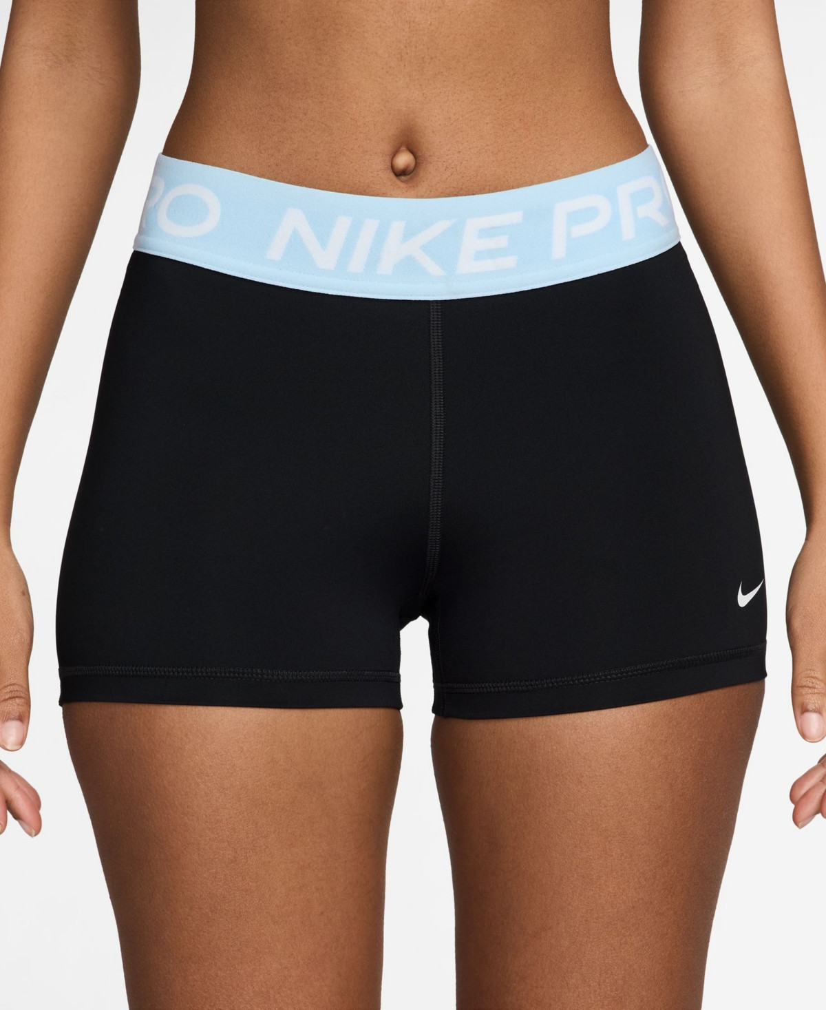 Nike Pro Women's 3" Shorts - Black/Celestine Blue | Macy's