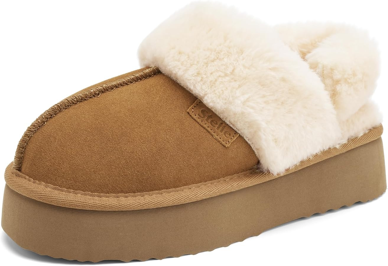 Stelle Plush Platform for Women Comfy Slippers Fleece Lining Removable Backstrap Fluffy Cozy Shoe... | Amazon (US)