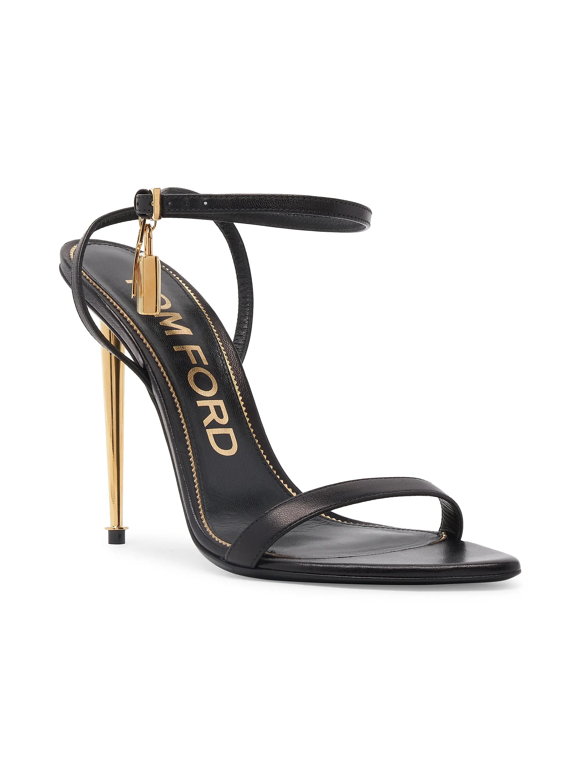 Shop TOM FORD Padlock 105 Leather Point-Toe Ankle-Strap Sandals | Saks Fifth Avenue | Saks Fifth Avenue
