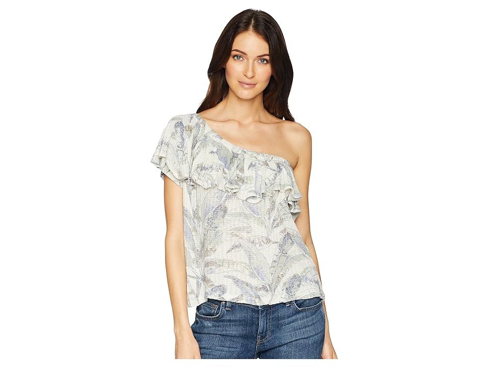 Lucky Brand Tropical One Shoulder Top (Natural Multi) Women's Short Sleeve Pullover | Zappos