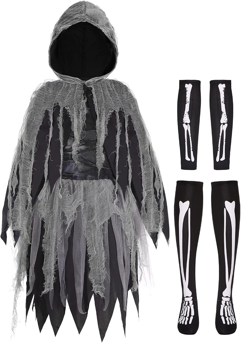 Ekoropshop Girls Grim Reaper Costume for Halloween Dress up Party 5-14 Years | Amazon (US)