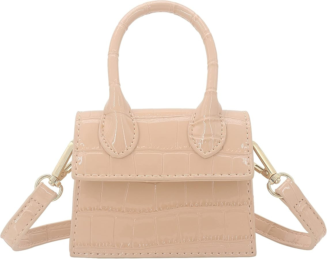 Mini Crossbody Bag for Women Girls Synthetic Leather Flap Purse Styling Top-Handle Clutch Handbag | Amazon (US)