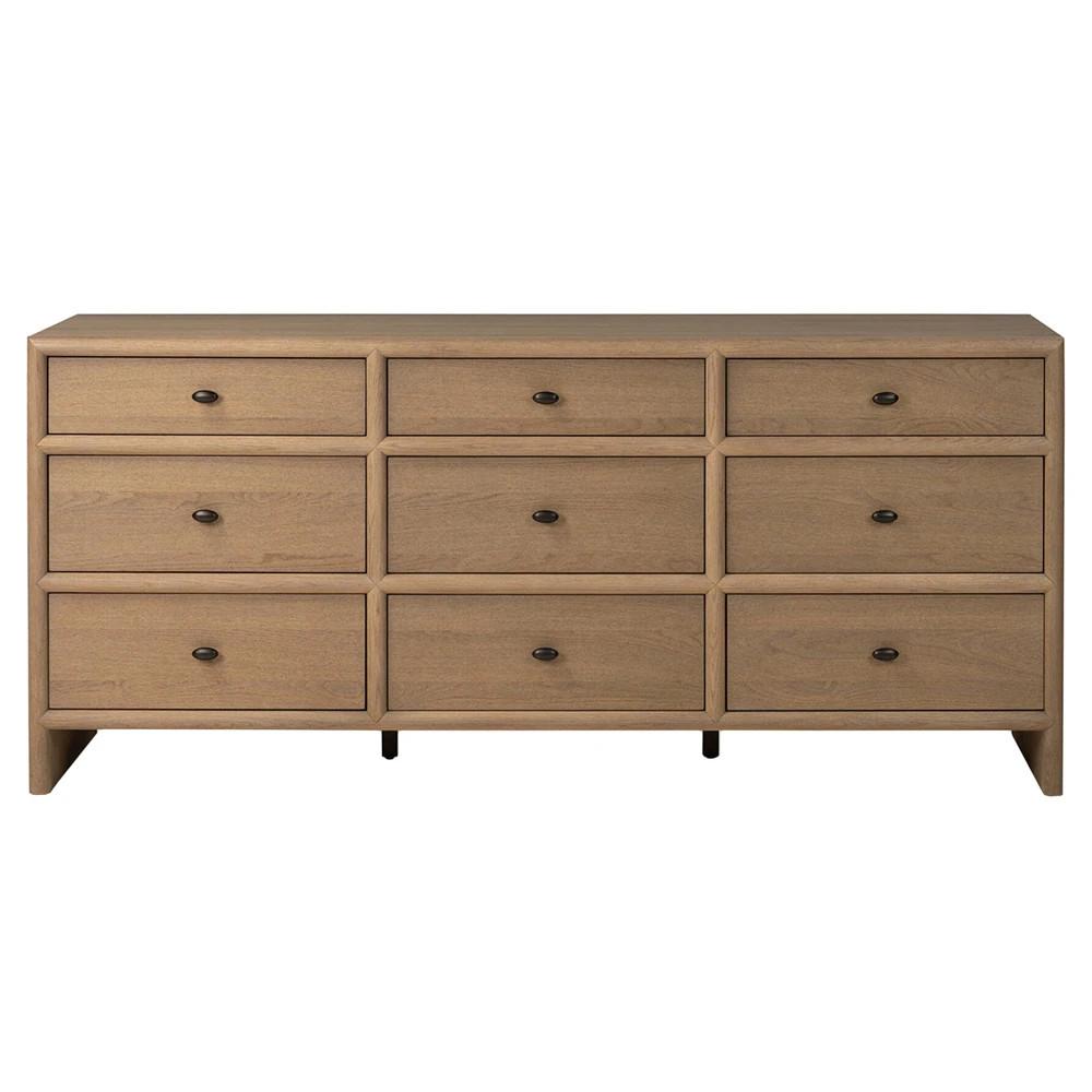 Analisa Updated Traditional Brown Oak Triple Dresser | Kathy Kuo Home