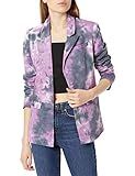 KENDALL + KYLIE Women's Single Breasted Blazer with Raw Edge Detail, Purple Tie Dye, XX-Small | Amazon (US)
