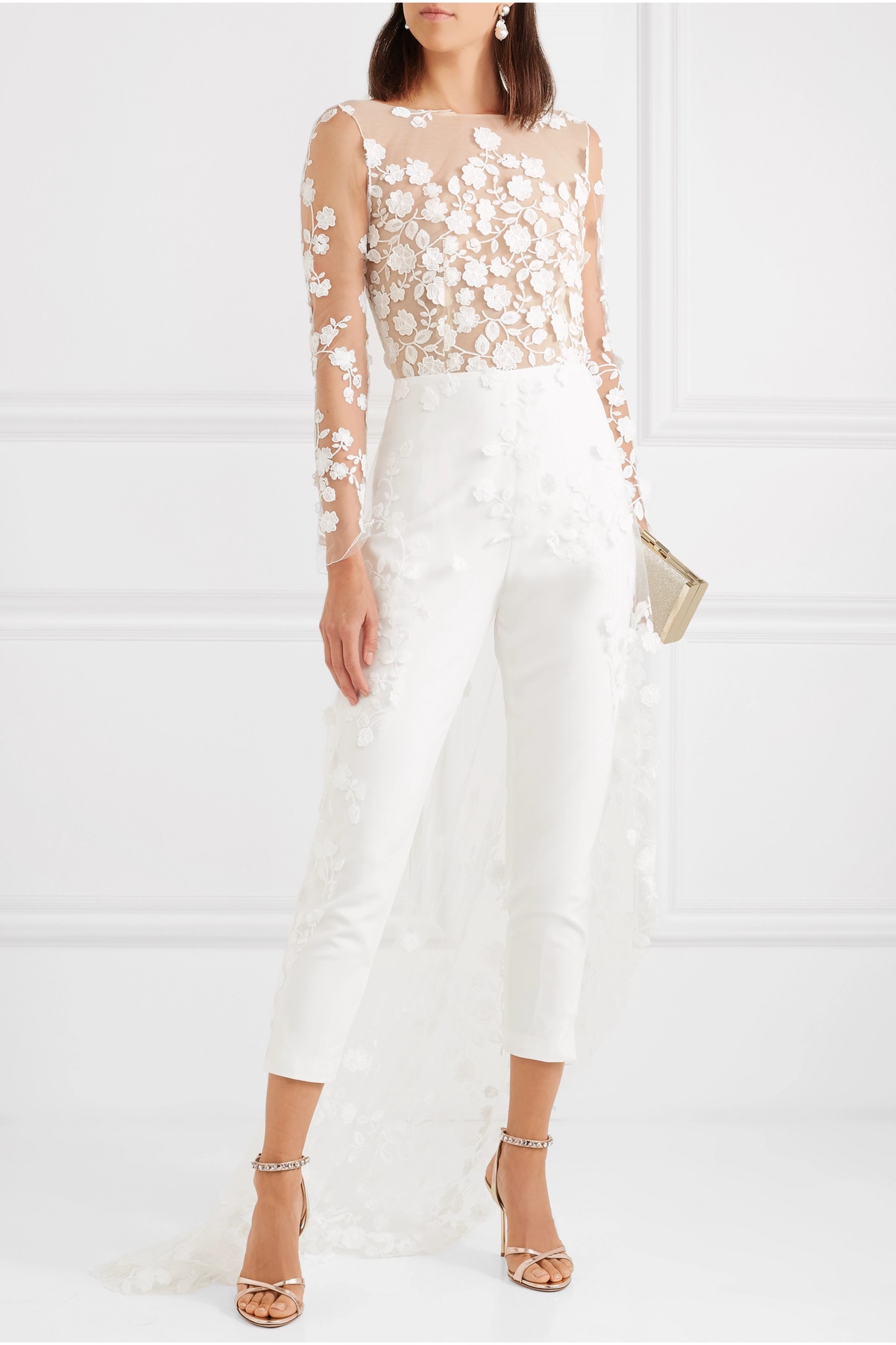 Patsy lace-trimmed embroidered tulle and crepe jumpsuit | NET-A-PORTER (US)
