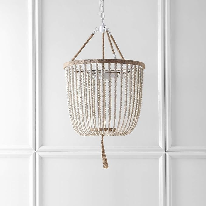 Safavieh Collection Angie 3 Light 18" Beaded Pendant, Cream | Amazon (US)