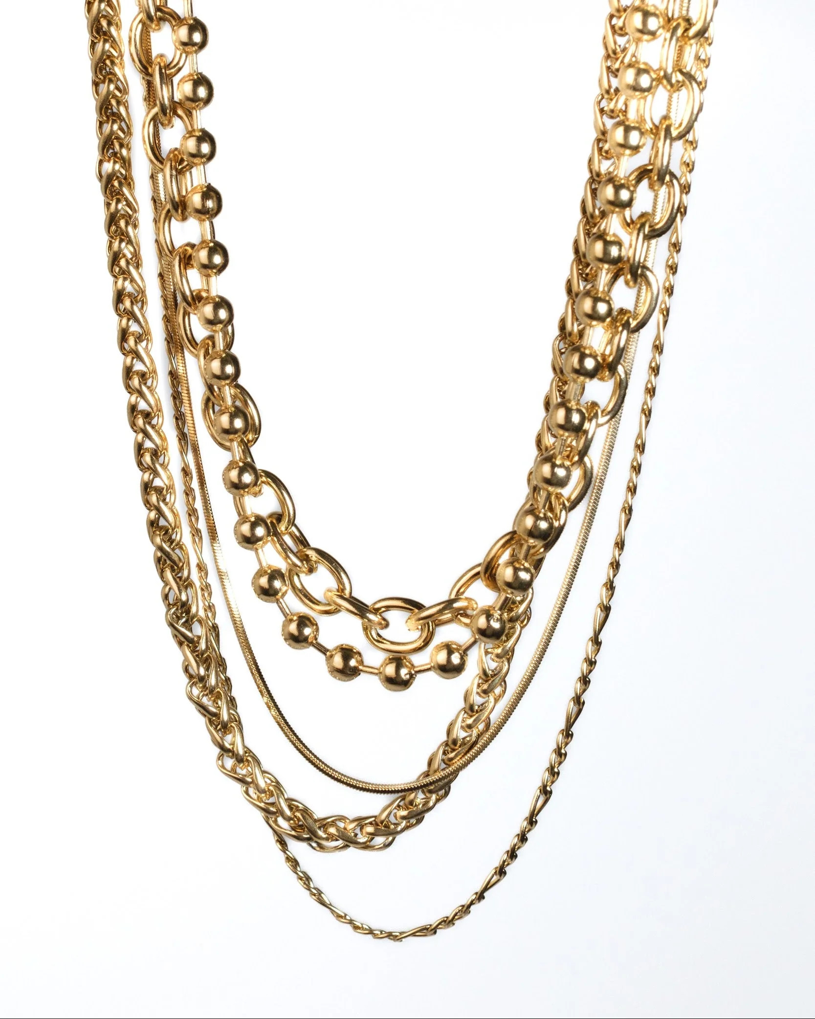 Golden Muse 316L Stainless Steel 5 Piece Necklace Ensemble | KC Chic Designs
