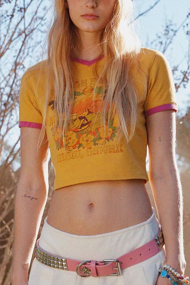 UO Maui V-Neck Cropped Tee | Urban Outfitters (US and RoW)