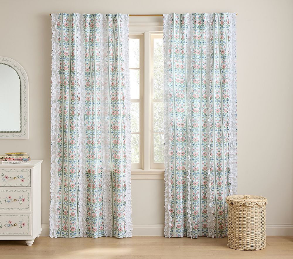 Hill House Home Eyelet Ruffle Light Filtering Curtain | Pottery Barn Kids