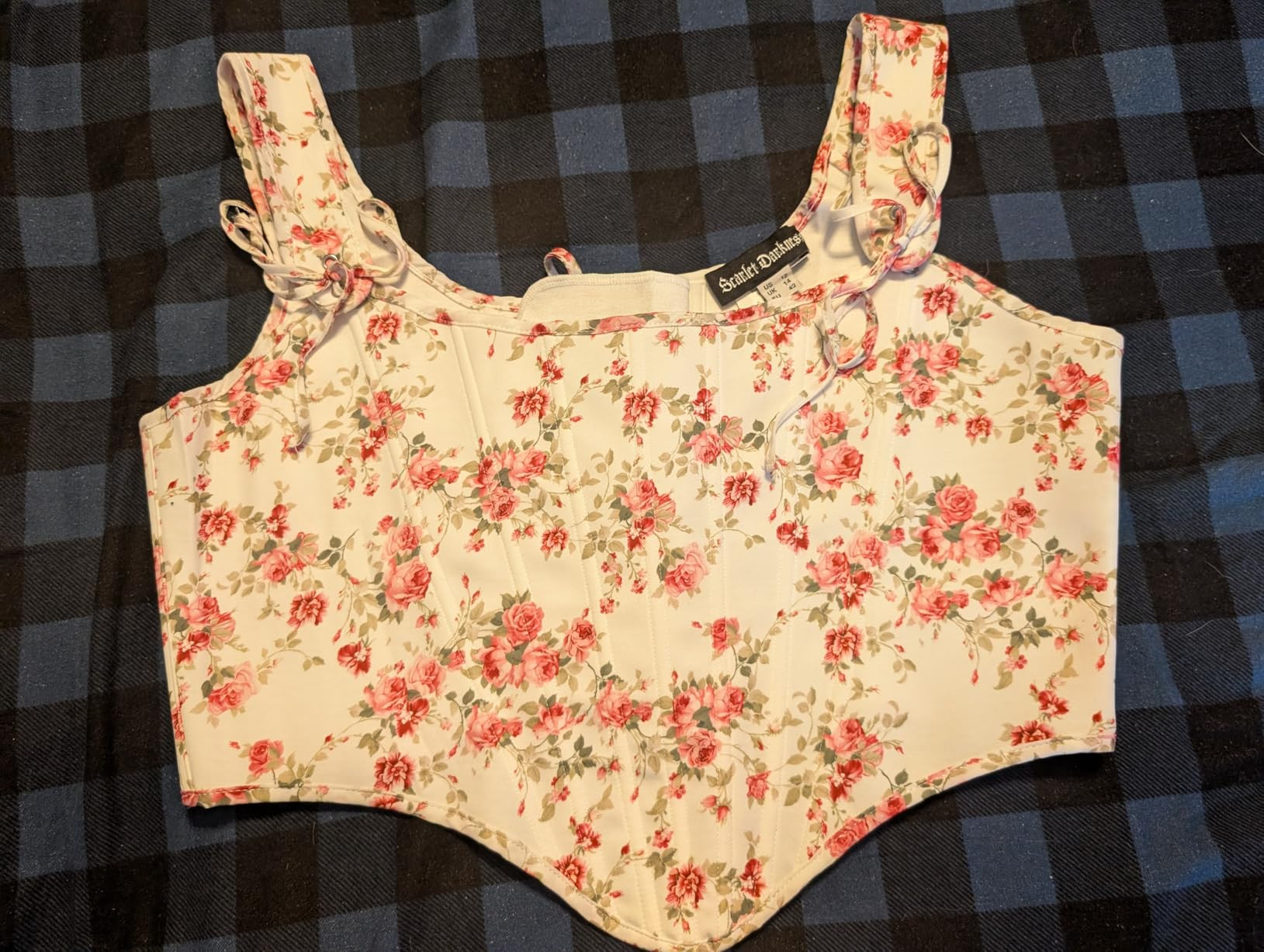 Scarlet Darkness Floral Corset Tops for Women Renaissance Corset Boned Lace Up Bustier Tops | Amazon (US)