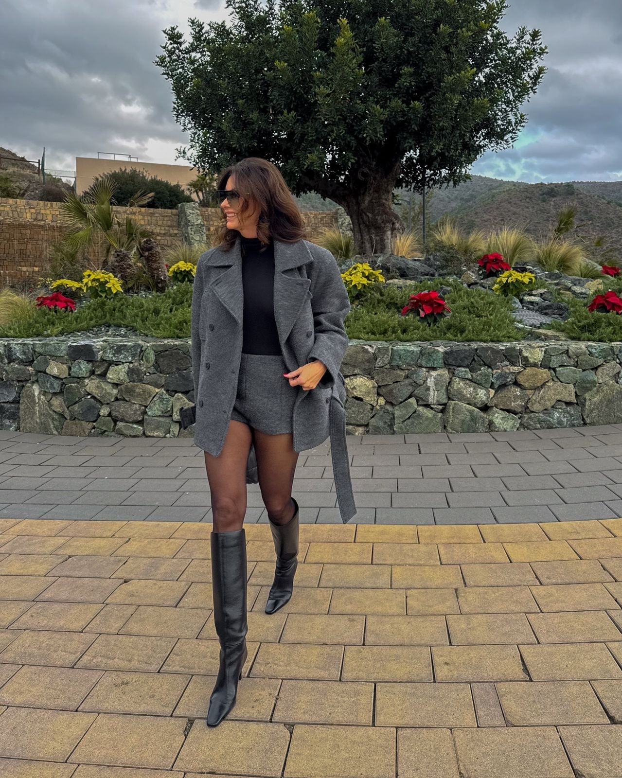 Winter style with wool shorts, jacket and boots🩶🩶

#LTKeurope #LTKshoes #LTKwinter