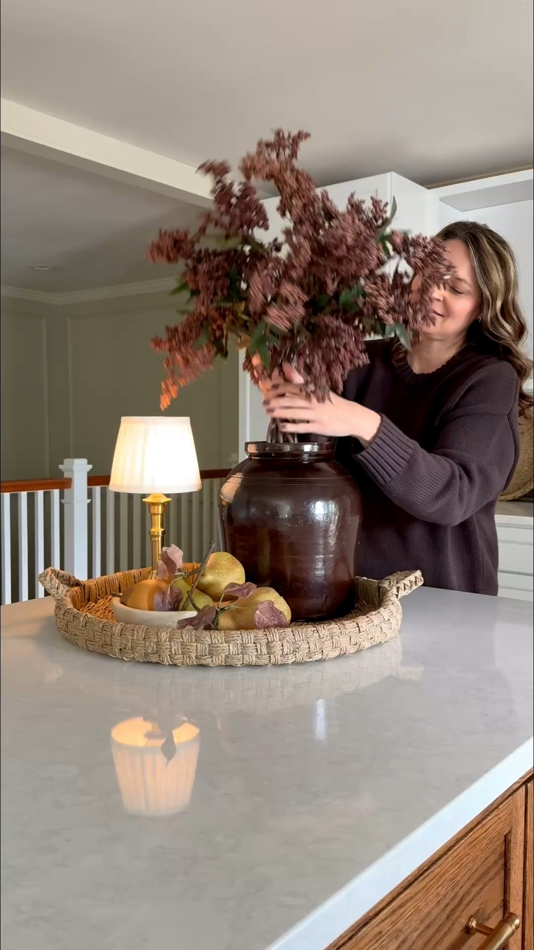 Simple kitchen island styling for the new season. 🍐🤎 Layered with natural textures, beautiful faux pears, and those viral brown berry stems for that effortless touch of old-world autumn charm.

#LTKstorytime #LTKSeasonal #LTKHome