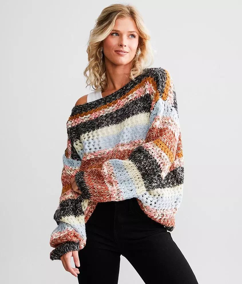 Striped Open Weave Sweater | Buckle