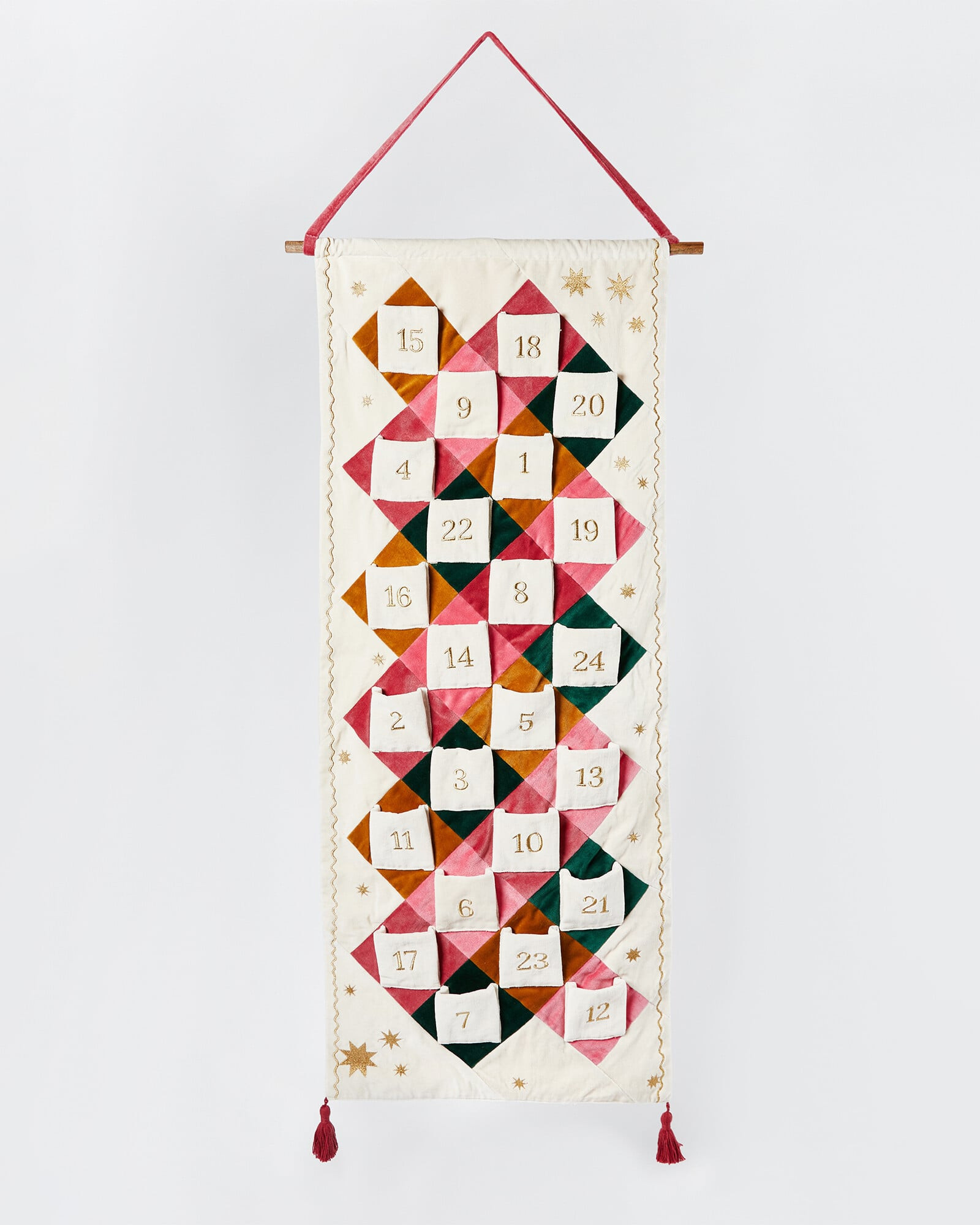Reusable Velvet Patchwork Fabric Advent Calendar | Oliver Bonas | Oliver Bonas (Global)